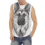 Black And White German Shepherd Print Men's Fitness Tank Top