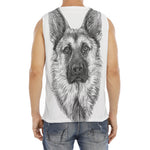 Black And White German Shepherd Print Men's Fitness Tank Top