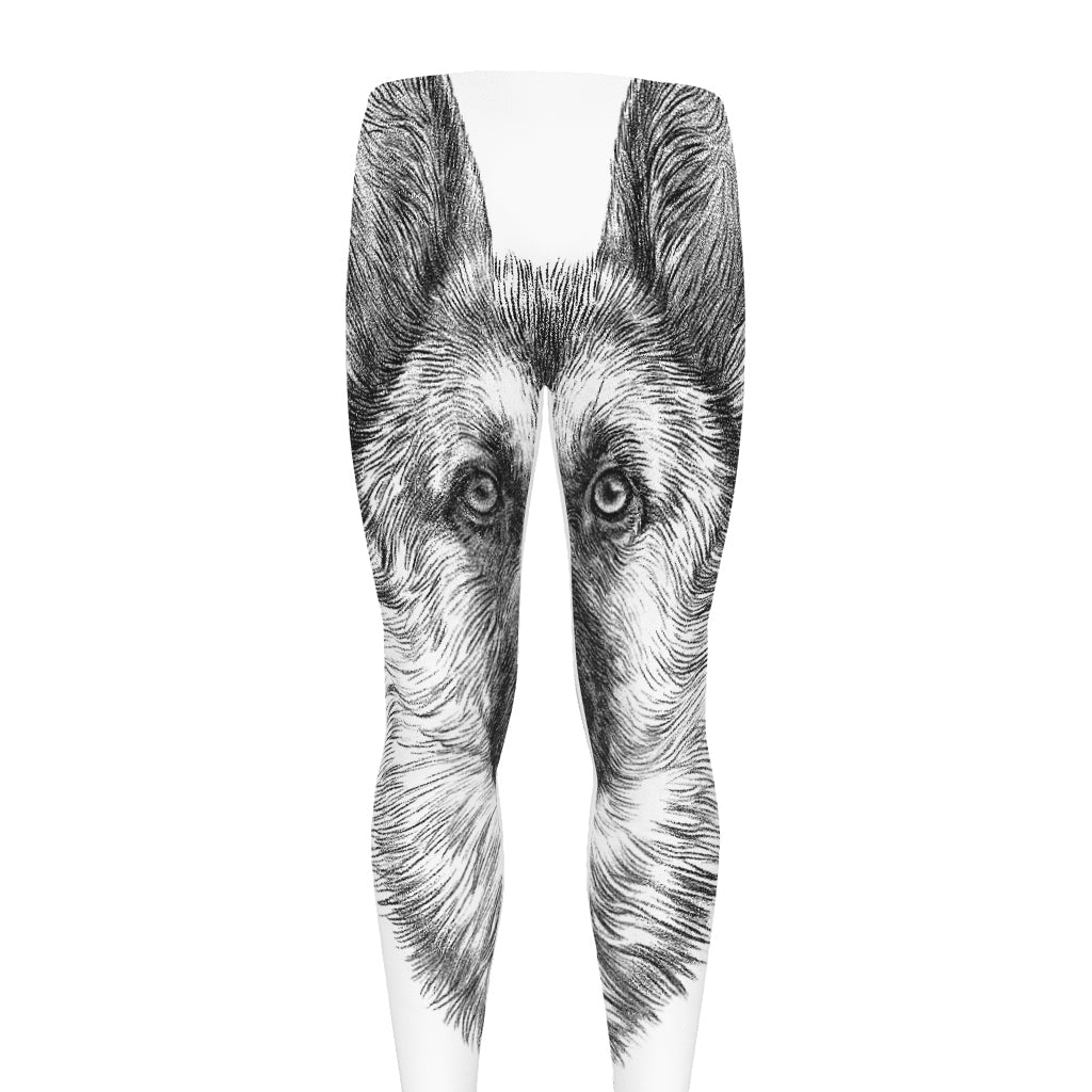 Black And White German Shepherd Print Men's leggings