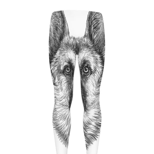 Black And White German Shepherd Print Men's leggings