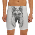 Black And White German Shepherd Print Men's Long Boxer Briefs