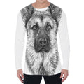 Black And White German Shepherd Print Men's Long Sleeve T-Shirt