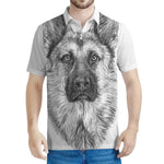 Black And White German Shepherd Print Men's Polo Shirt