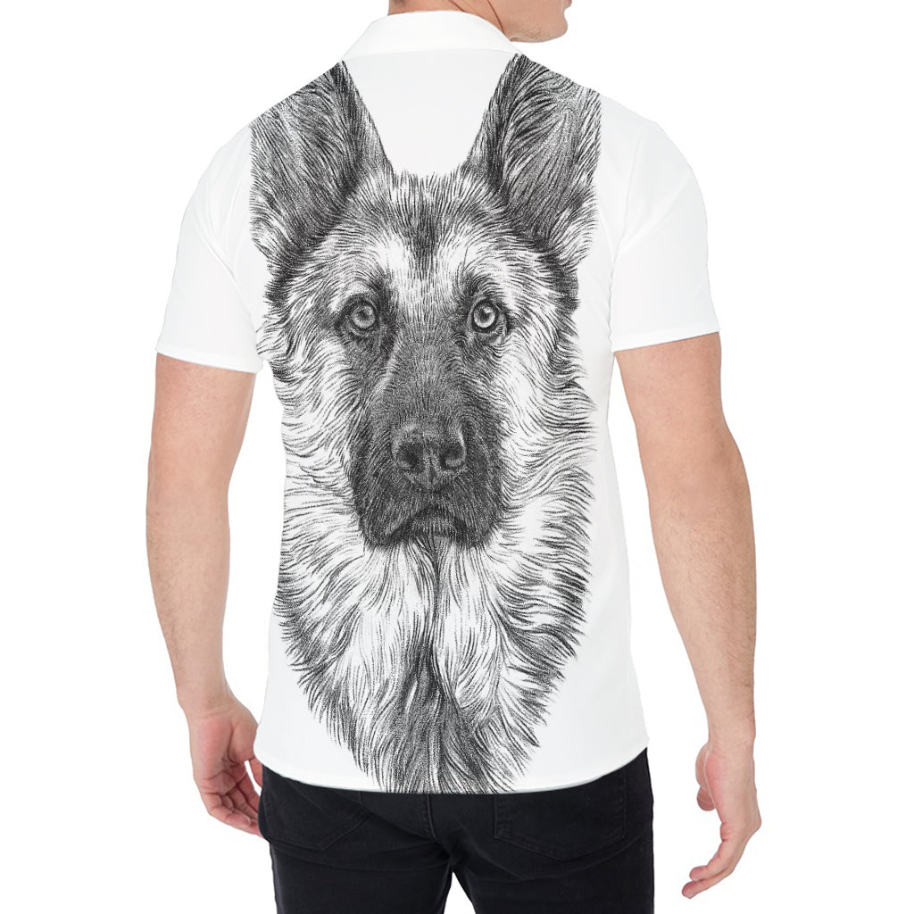 Black And White German Shepherd Print Men's Shirt