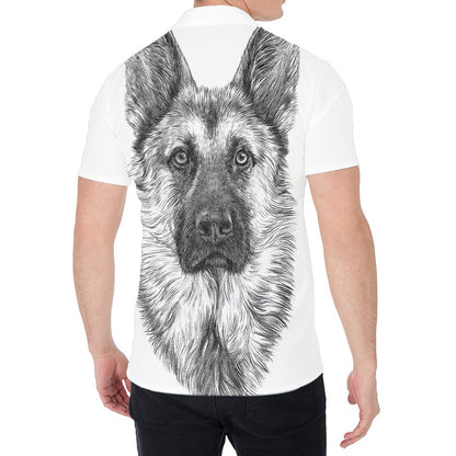 Black And White German Shepherd Print Men's Shirt