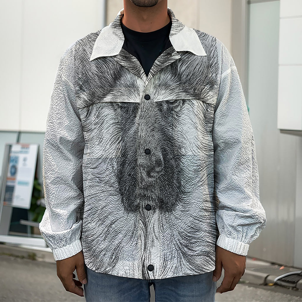 Black And White German Shepherd Print Men's Shirt Jacket