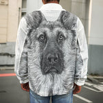 Black And White German Shepherd Print Men's Shirt Jacket