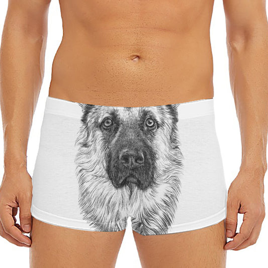 Black And White German Shepherd Print Men's Short Boxer Briefs