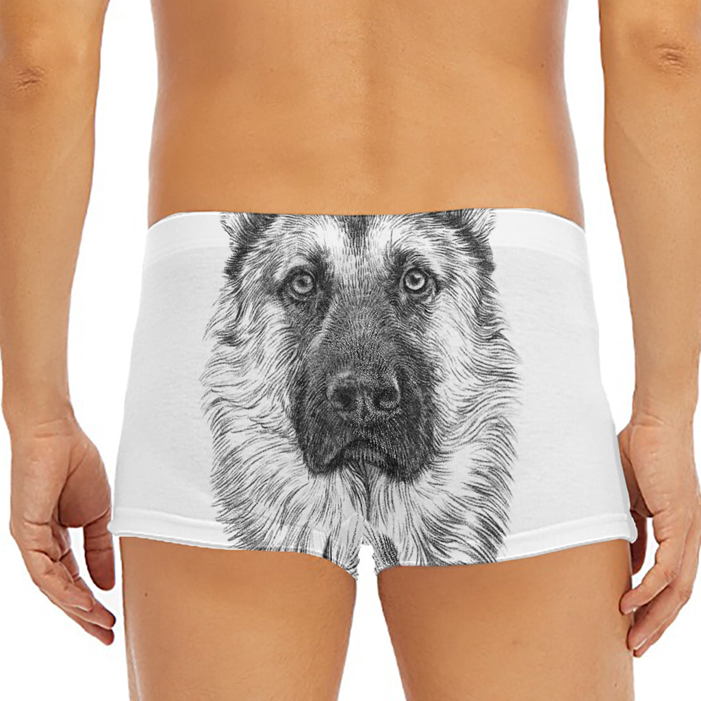Black And White German Shepherd Print Men's Short Boxer Briefs