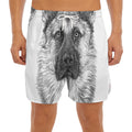 Black And White German Shepherd Print Men's Split Running Shorts