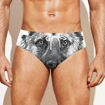 Black And White German Shepherd Print Men's Swim Briefs