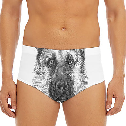 Black And White German Shepherd Print Men's Triangle Swim Briefs