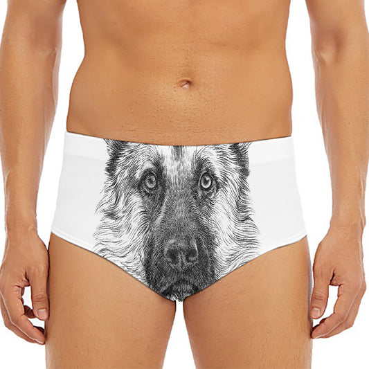Black And White German Shepherd Print Men's Triangle Swim Briefs