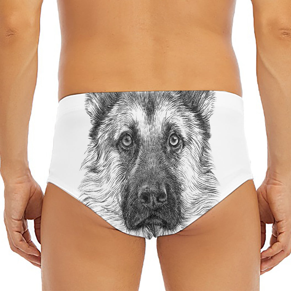 Black And White German Shepherd Print Men's Triangle Swim Briefs