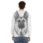 Black And White German Shepherd Print Men's Velvet Pullover Hoodie