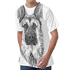 Black And White German Shepherd Print Men's Velvet T-Shirt