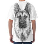 Black And White German Shepherd Print Men's Velvet T-Shirt