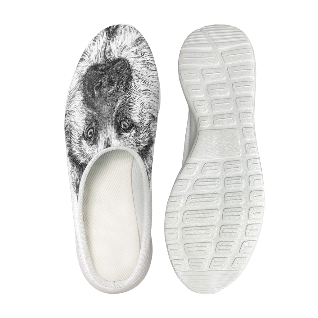 Black And White German Shepherd Print Mesh Casual Shoes