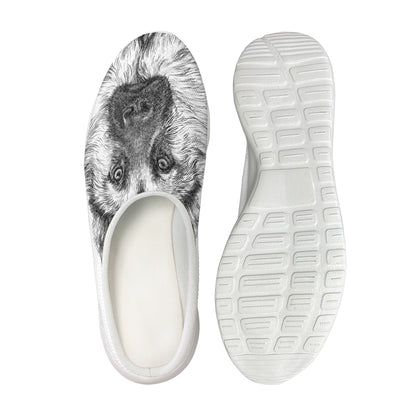 Black And White German Shepherd Print Mesh Casual Shoes