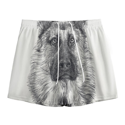Black And White German Shepherd Print Mesh Shorts