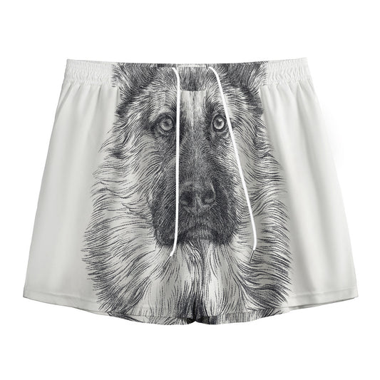 Black And White German Shepherd Print Mesh Shorts