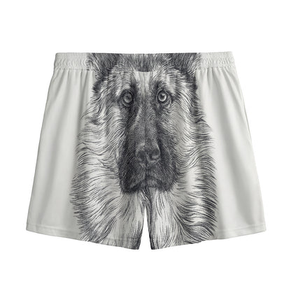 Black And White German Shepherd Print Mesh Shorts