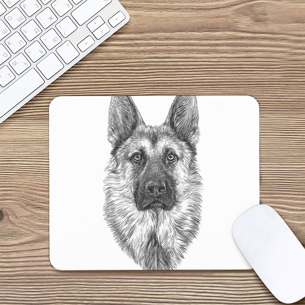 Black And White German Shepherd Print Mouse Pad