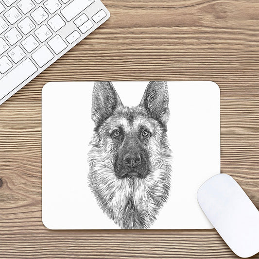 Black And White German Shepherd Print Mouse Pad