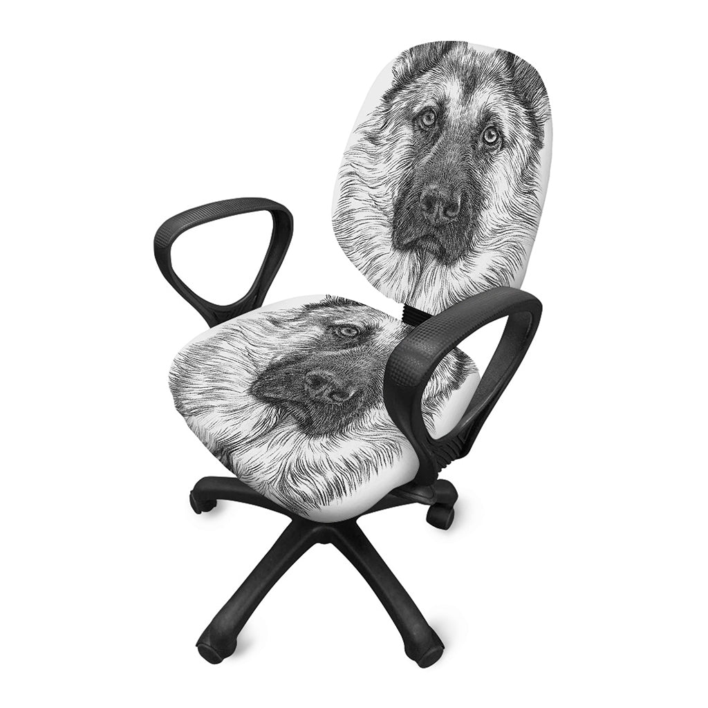 Black And White German Shepherd Print Office Chair Cover