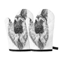 Black And White German Shepherd Print Oven Mitts