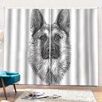 Black And White German Shepherd Print Pencil Pleat Curtains