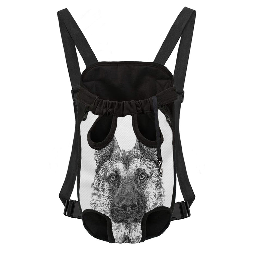 Black And White German Shepherd Print Pet Carrier Backpack