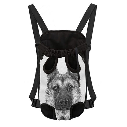 Black And White German Shepherd Print Pet Carrier Backpack
