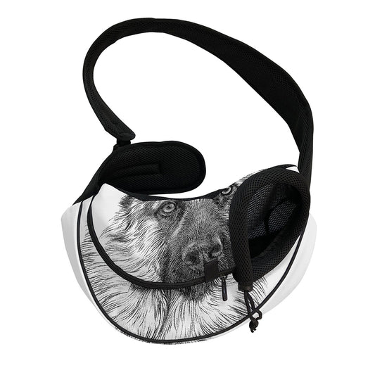 Black And White German Shepherd Print Pet Sling Carrier