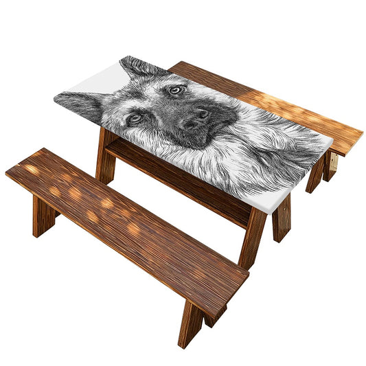 Black And White German Shepherd Print Picnic Table Cover