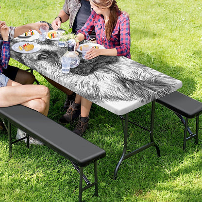 Black And White German Shepherd Print Picnic Table Cover