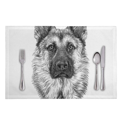 Black And White German Shepherd Print Placemat