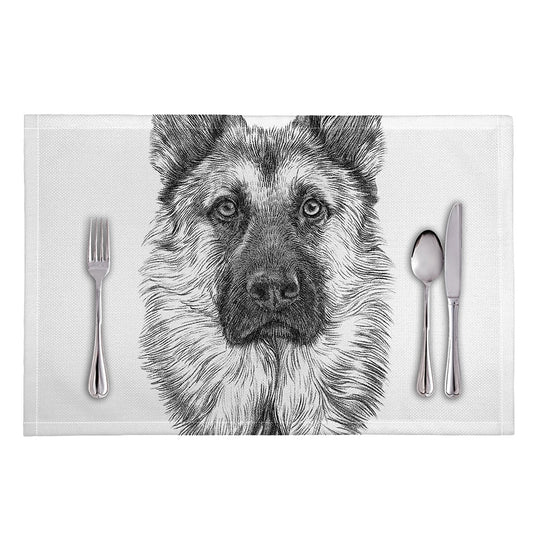 Black And White German Shepherd Print Placemat