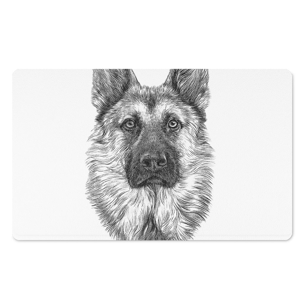 Black And White German Shepherd Print Polyester Doormat
