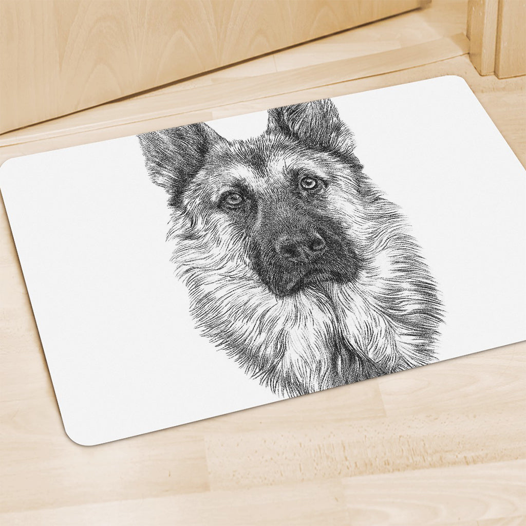 Black And White German Shepherd Print Polyester Doormat