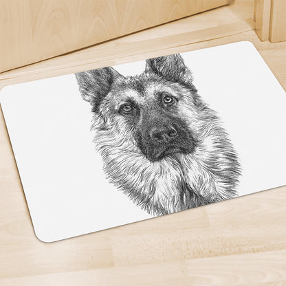 Black And White German Shepherd Print Polyester Doormat