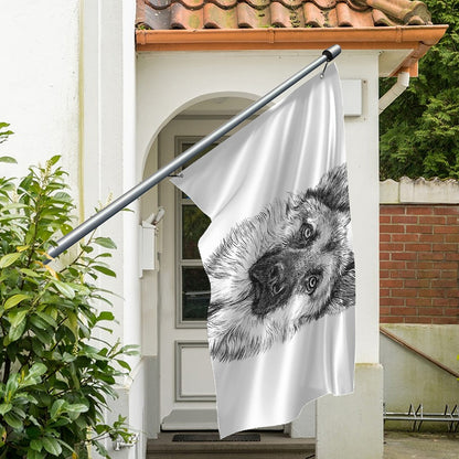 Black And White German Shepherd Print Polyester Flag