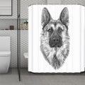 Black And White German Shepherd Print Polyester Shower Curtain
