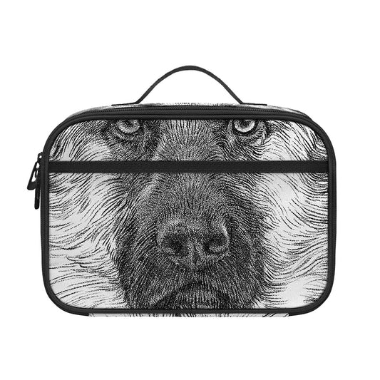 Black And White German Shepherd Print Portable Lunch Bag