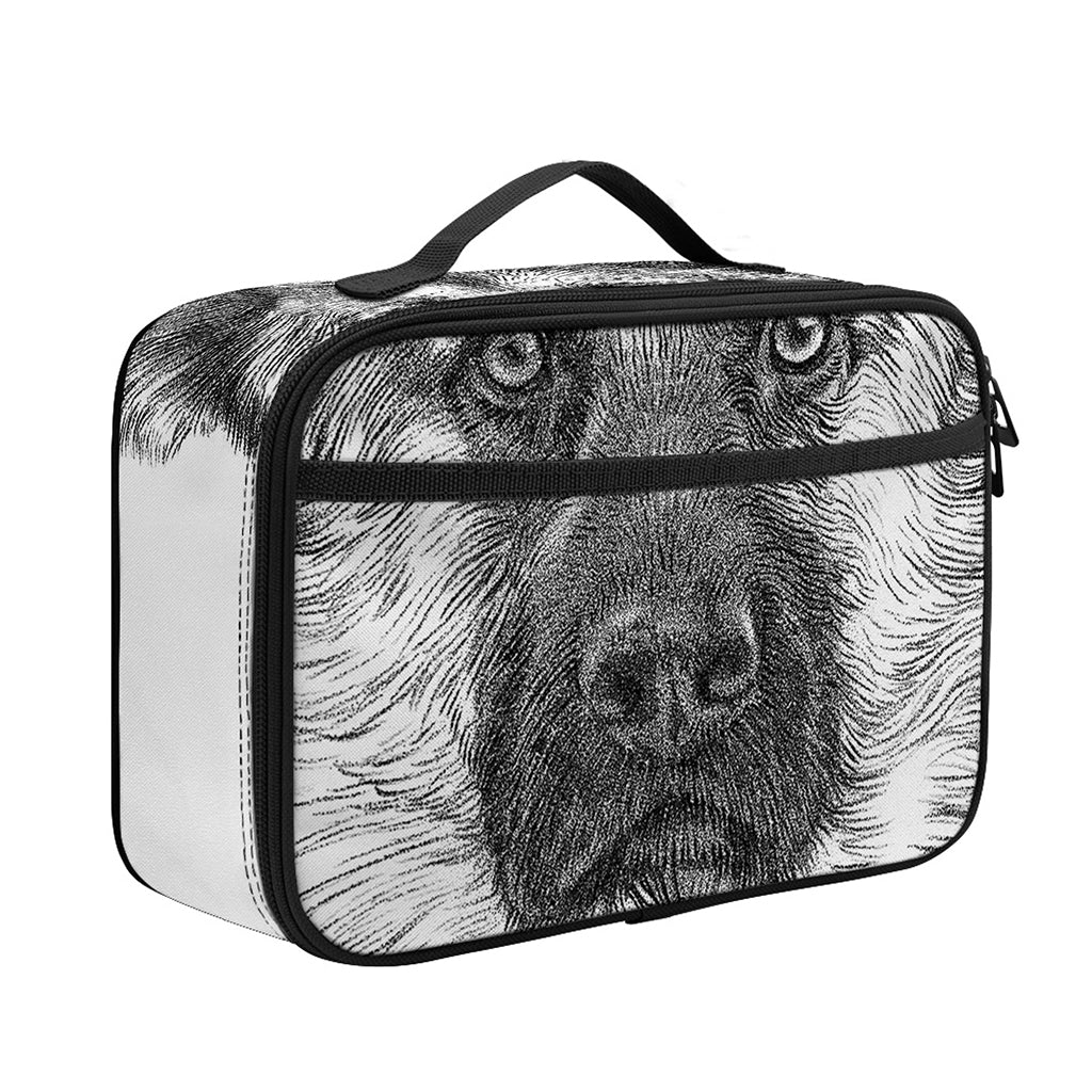 Black And White German Shepherd Print Portable Lunch Bag