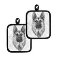Black And White German Shepherd Print Pot Holders
