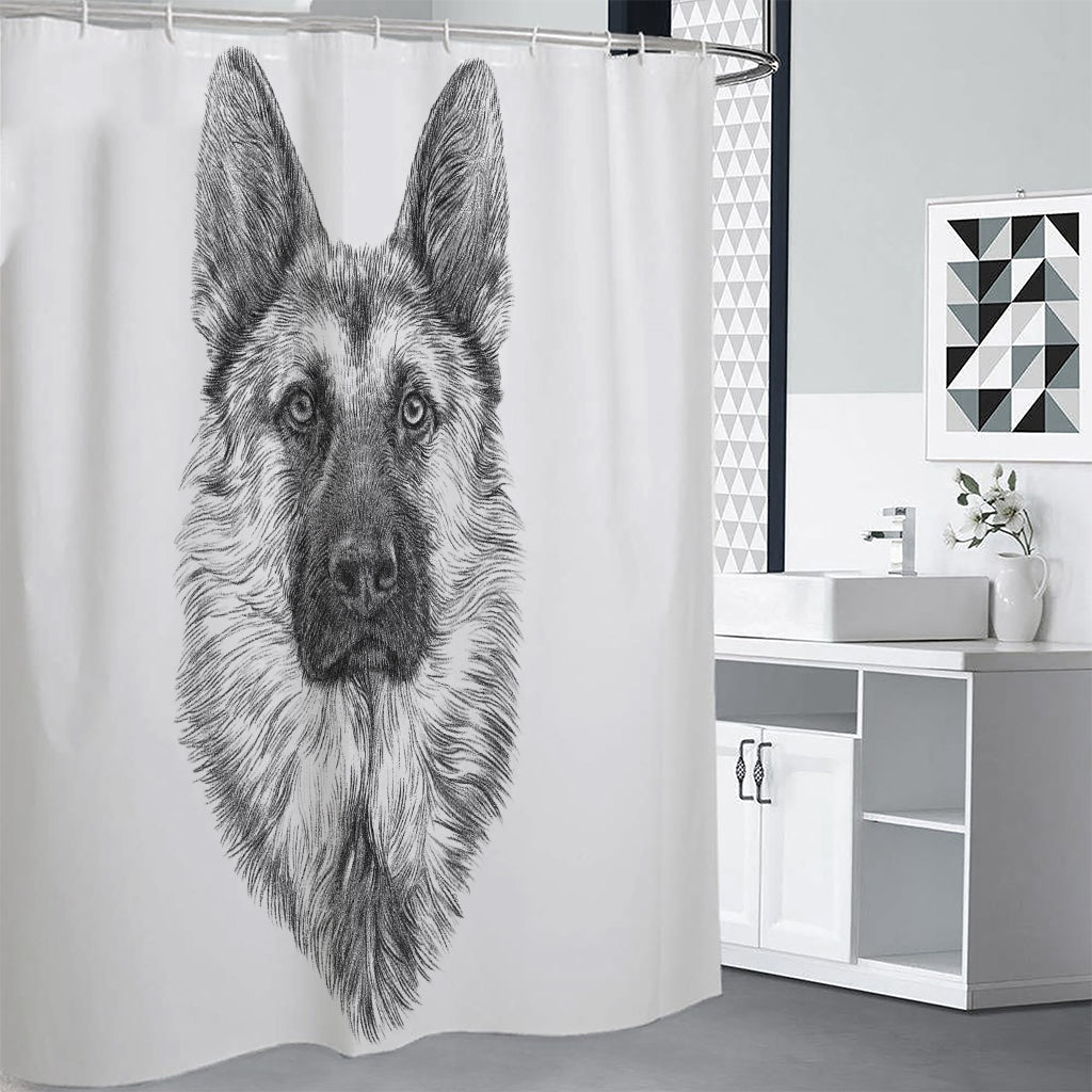 Black And White German Shepherd Print Premium Shower Curtain