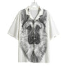 Black And White German Shepherd Print Rayon Hawaiian Shirt