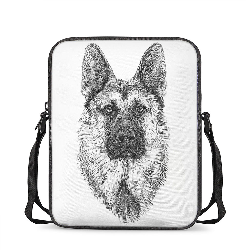 Black And White German Shepherd Print Rectangular Crossbody Bag