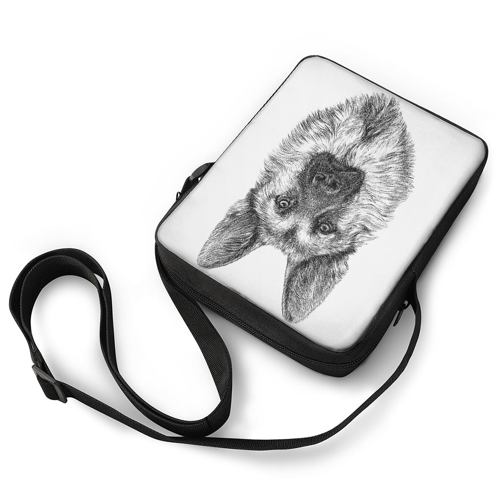 Black And White German Shepherd Print Rectangular Crossbody Bag